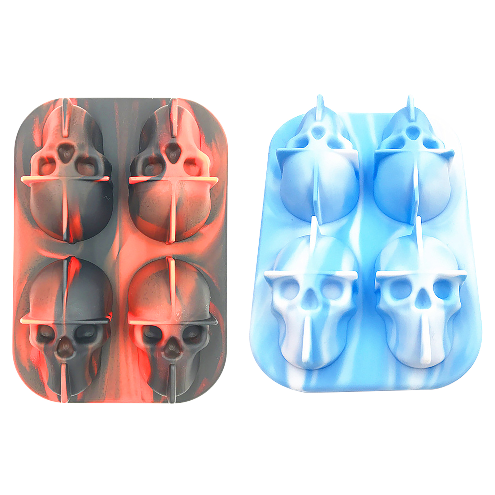 

Ice Cube Mold 4 Cavity Silicone 3D Skull Ice Cube Maker Tray for Cocktail, Red and black, 501 Original