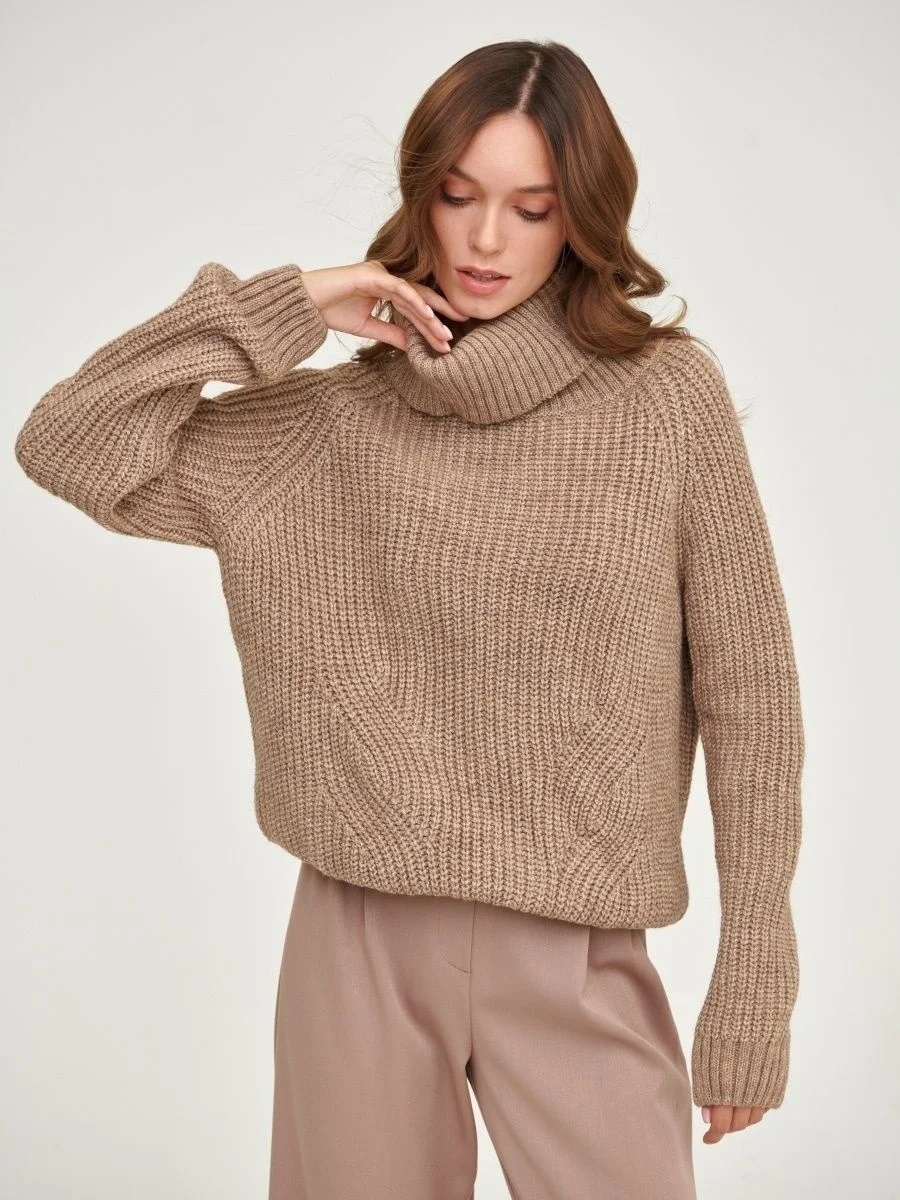 Knitted Loose High Neck Thickened Sweater Lapel