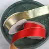 Two-sided Golden Edge Christmas Decor Festive Green Red Golden Ribbon 3.8cm x 9m