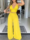 Crochet Plunging Empire Wide Leg Suits