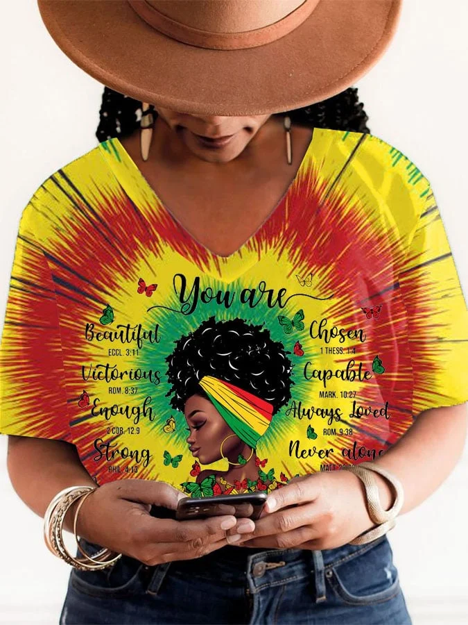Women's Juneteenth You Are Beautiful Print Short Sleeve T-Shirt