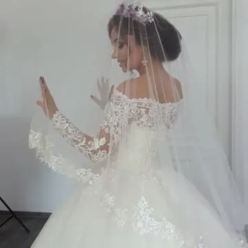 Stunning Off The Shoulder Flower Ball Gown Lace Wedding Dress Y1145 main image 0