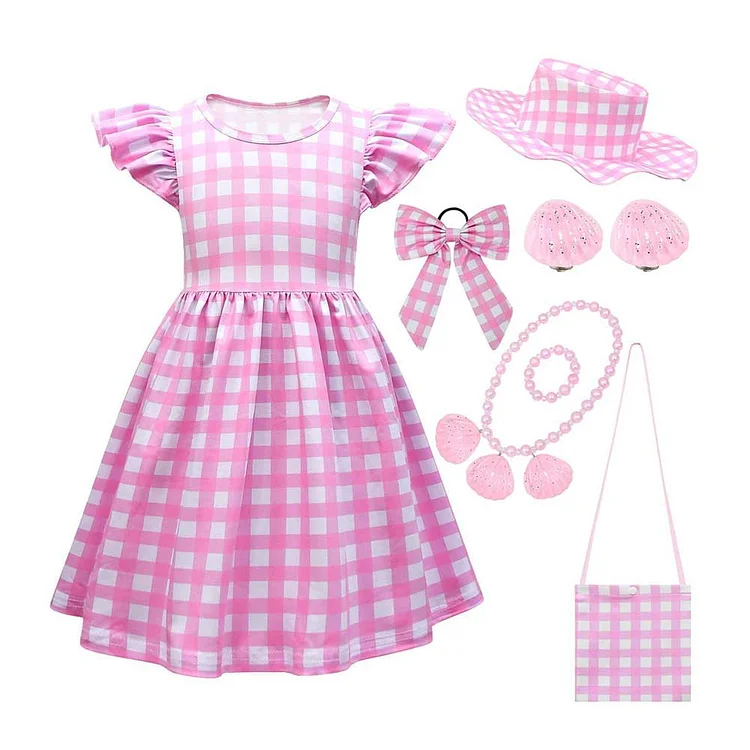 Kids Girls Barbie 2023 Margot Robbie Barbie Set Cosplay Costume Outfits Halloween Carnival Suit