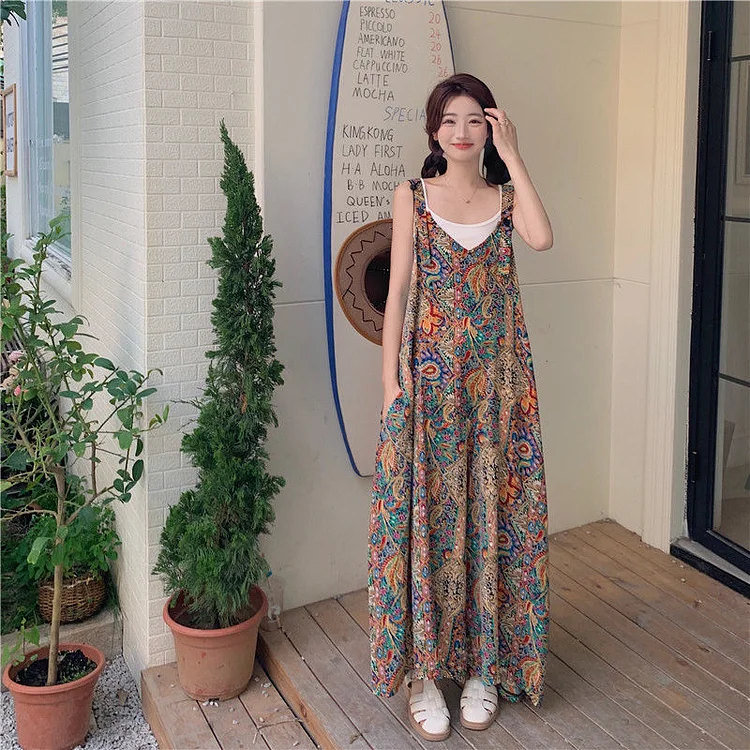 Casual Colorful Printed Wide Leg Jumpsuit