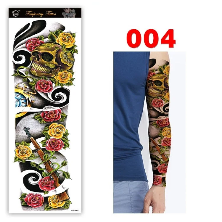 Full Arm Series Temporary Tattoo Full Arm Tattoo Sticker Lasting Waterproof Sweat Flower Arm Full Arm Tattoo Big Picture Sticker