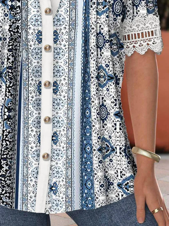 Women Half Sleeve V-neck Solid Color Dress