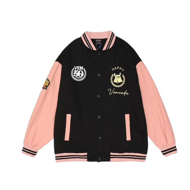 Letterman Jacket Outfit Senior Jackets Varsity Baseball Coat Letter Embroidered Baseball Uniform Men's Loose Sports Jacket