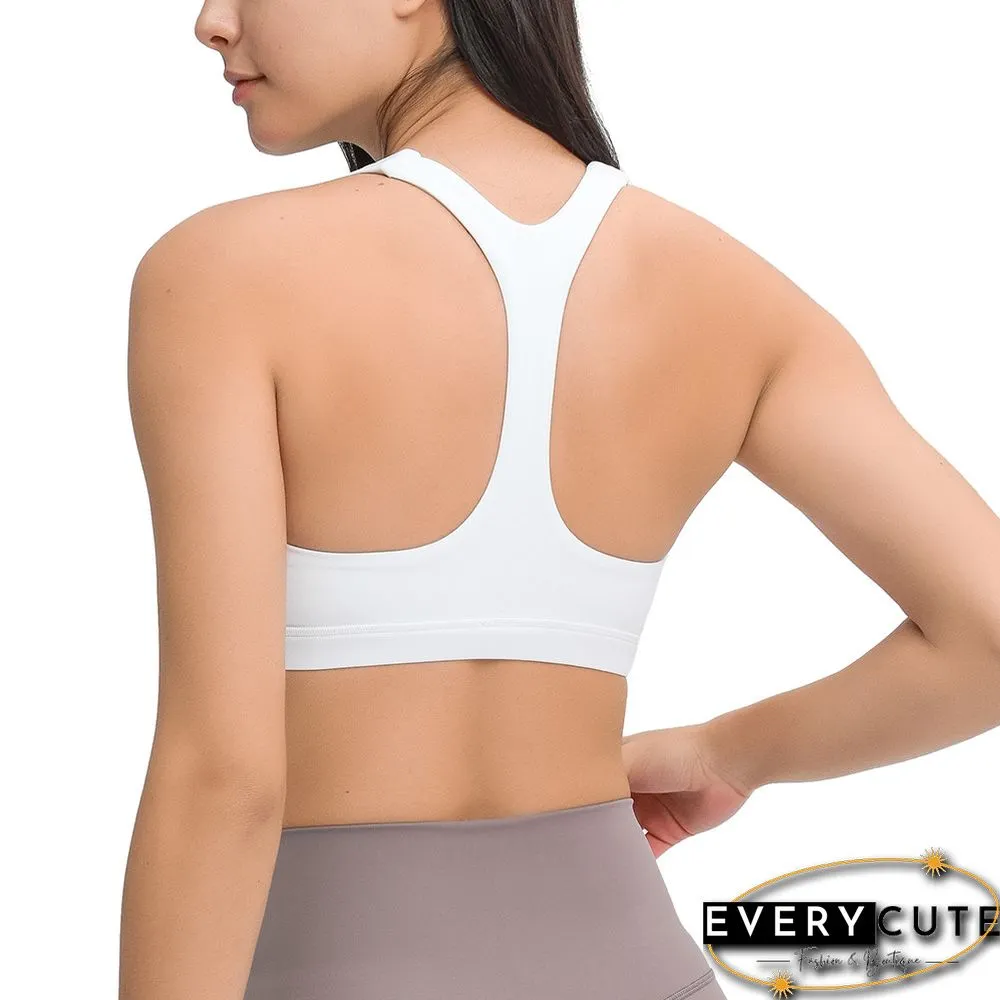 White Y Back Push-up Sports Vest Bra
