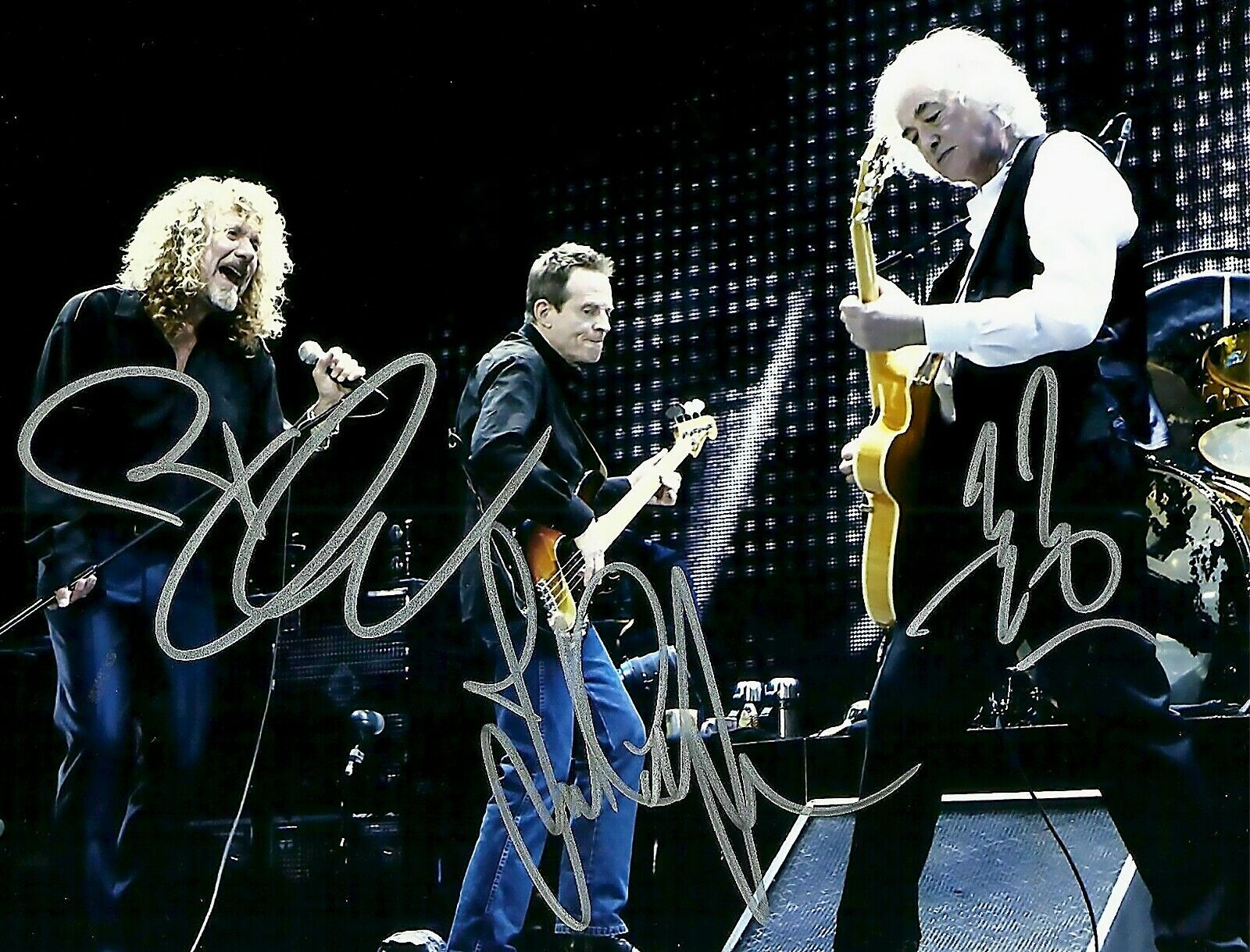 LED ZEPPELIN SIGNED AUTOGRAPH 8.5 X11 Photo Poster painting REPRINT JIMMY PAGE ROBERT PLANT LIVE