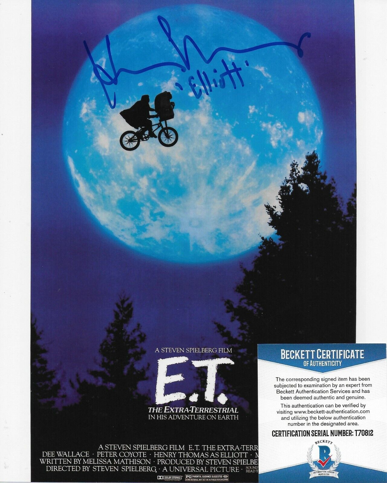 Henry Thomas E.T. Original Autographed 8X10 Photo Poster painting w/Beckett COA #2