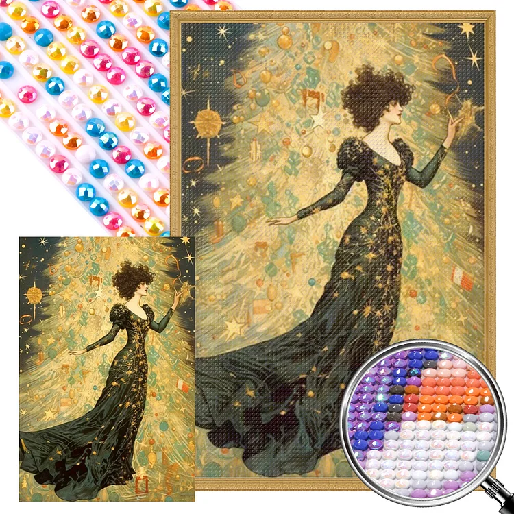 Christmas Tree Lady 40*60CM (Canvas) Full AB Round Drill Diamond Painting gbfke