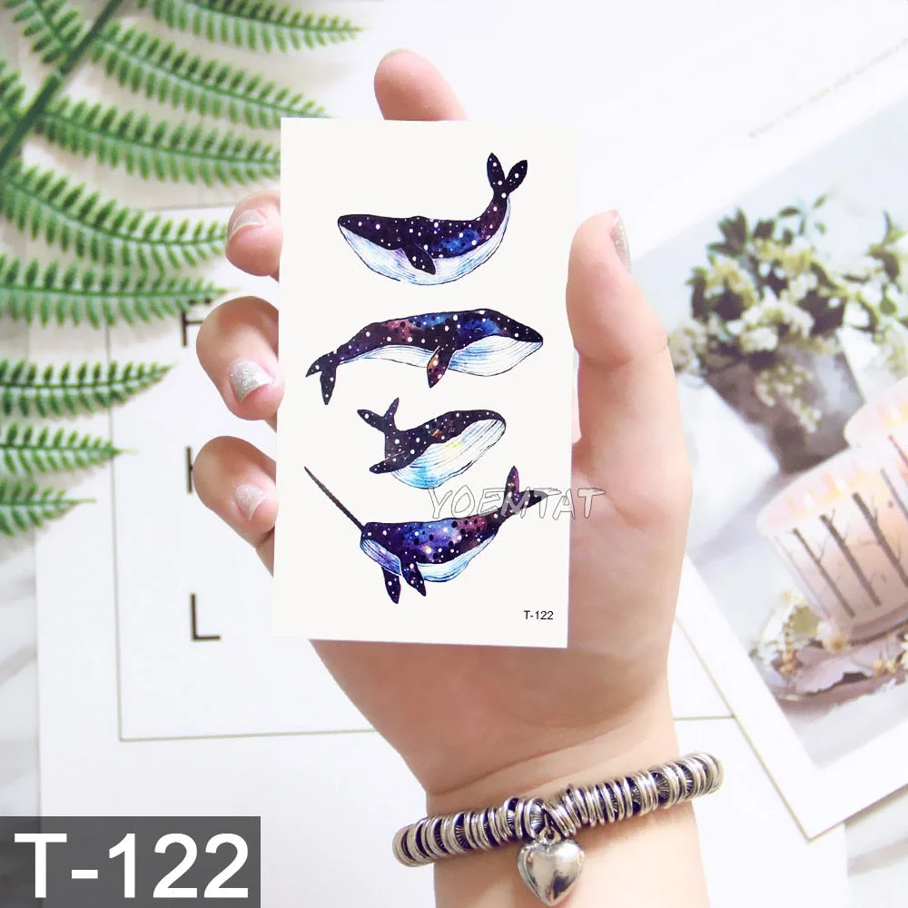 Waterproof Temporary Tattoo Sticker Cute Watercolor Cartoon Design Children Lamp Water Transfer Tatto Marine Man Girl Fake Tatoo