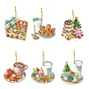 (US Local)6pcs Xmas Food  DIY Diamond Painting Art Pendant Wall Door Decoration