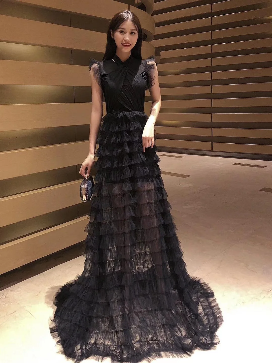 High Quality Women  White Mesh Ruffles Maxi Long Dress 2023 Elegant Evening Party Dress Vestido