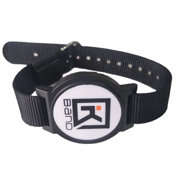 13.56MHZ High Frequency metal buckle Size Adjustable Nylon rfid wristband
