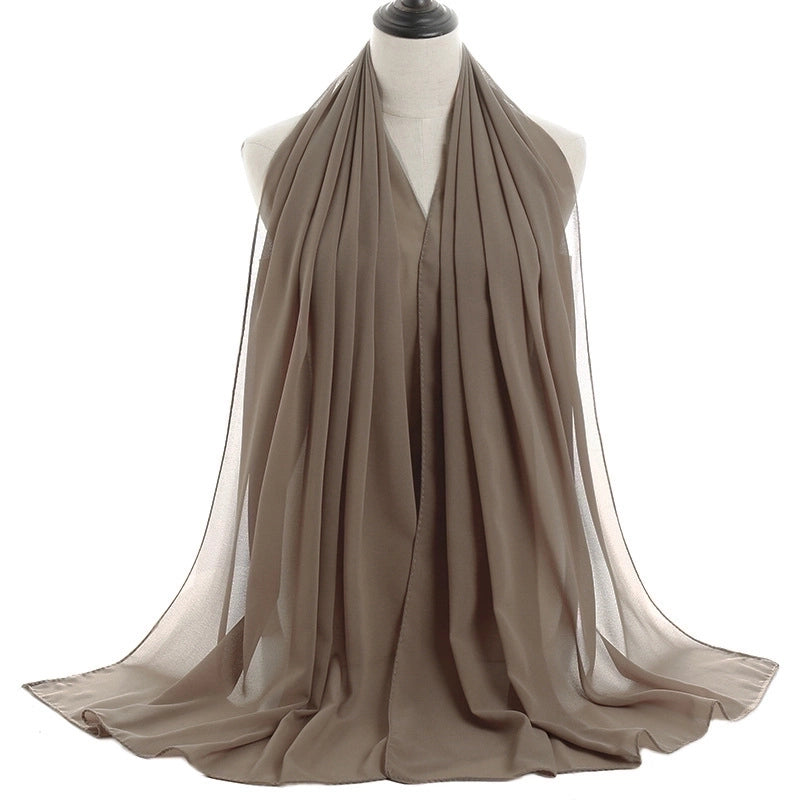 Women’s Minimalist Solid Color Chiffon Cotton Linen Scarves