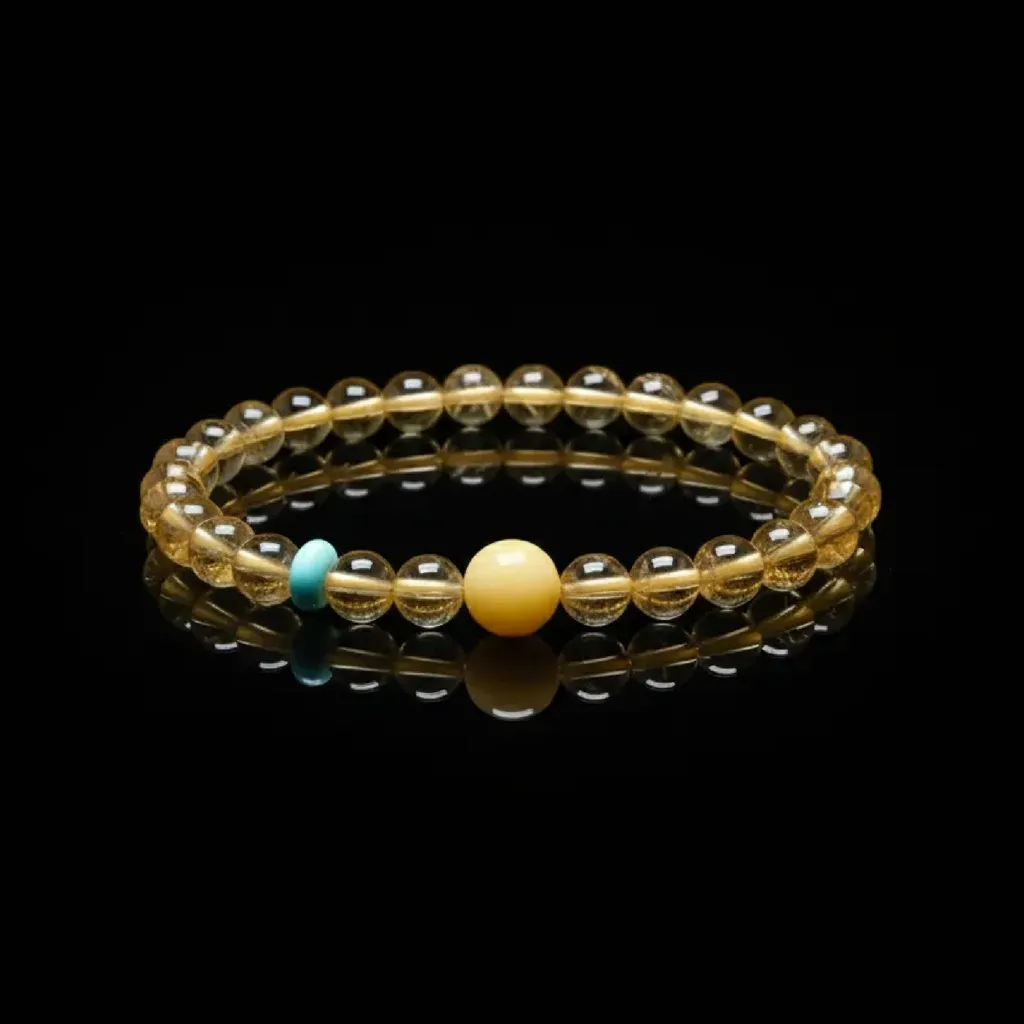 Radiant Abundance: Natural Citrine & Golden Rutilated Quartz Bracelet