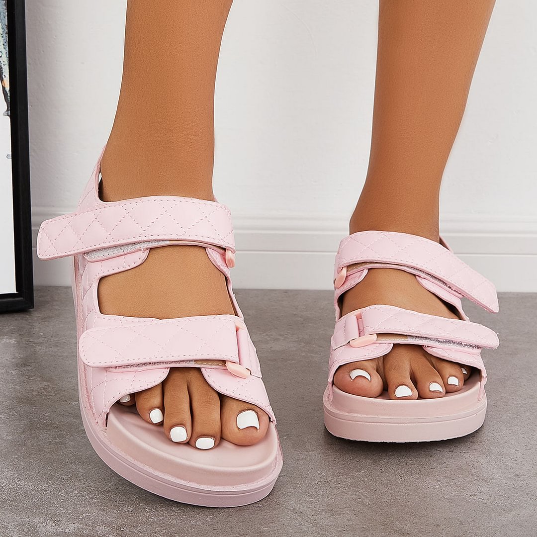 Velcro Open Toe Platform Ankle Strap 