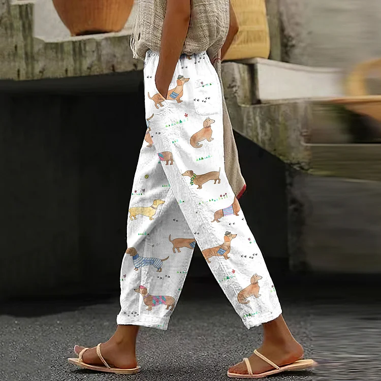 Women's Vintage Dachshund Casual Pants