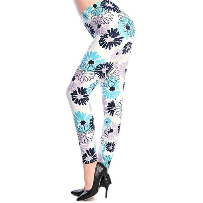 CUHAKCI Fashion Women Hot Leggings Floral Print Fitness Leggins Sexy Legging High Waist Workout Leggin Elastic Pants Drop Ship