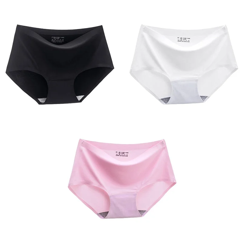 BANNIROU 3 Pcs Seamless Woman Panties Summer Underwear Female Briefs Thin 2021 New Sale Ice Silk Soft Solid Underwear For Woman
