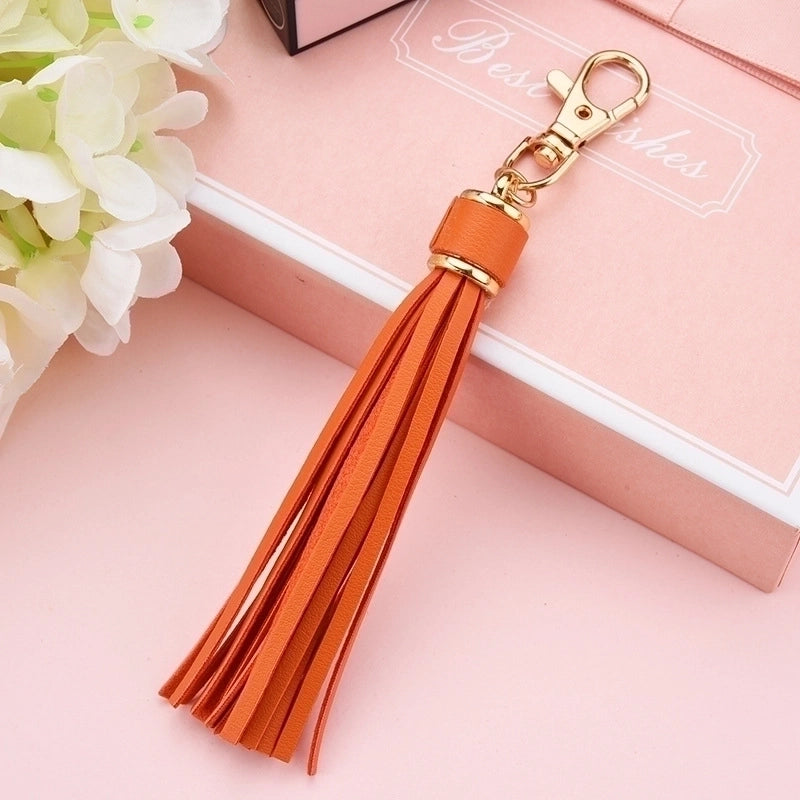 5 Pieces Fashion Tassel Pu Leather Women’S Keychain