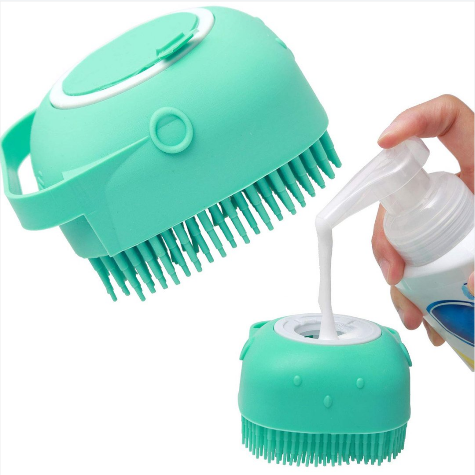 Pets Bath Massage Brush W/ Schampoo Dispenser - Cats & Dogs