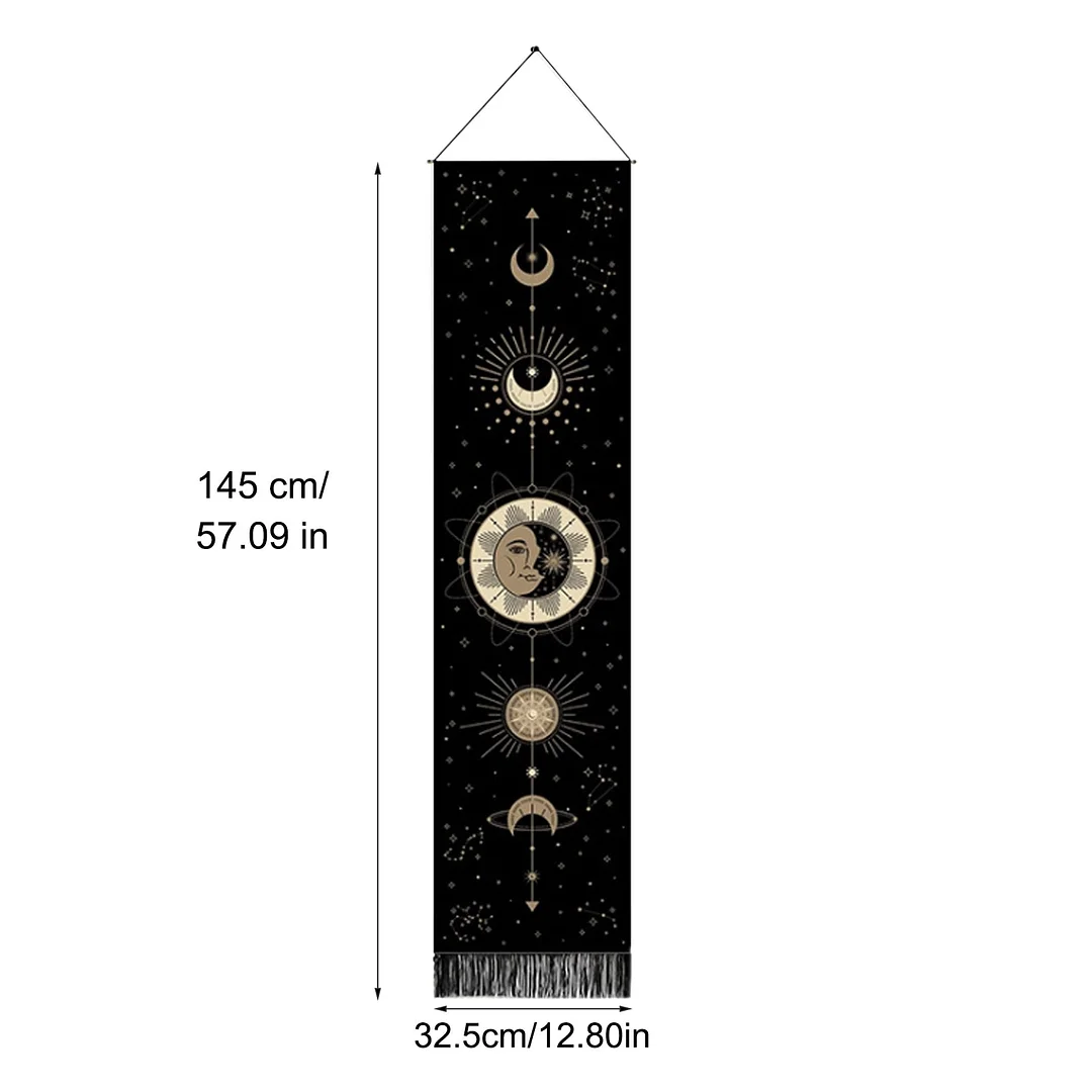 Moon Phase Tapestry Wall Hanging Lunar Eclipse Cycle Tassel Carpet Sun Moon Tapestries Bohemian Psychedelic Wall Decoration