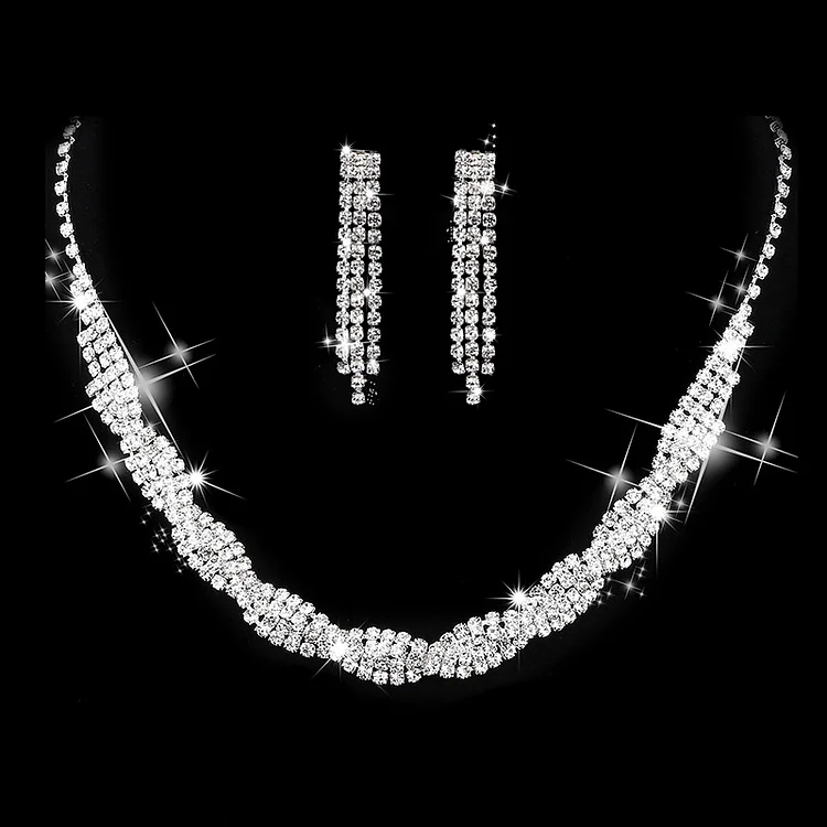 Fashion Bright Rhinestone Claw Chain Wrap Necklace Earrings