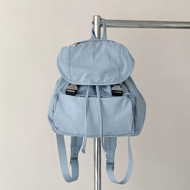 Mongw Mongw Korean Version Of Advanced Sense Red Backpack Students Leisure Female Card Buckle Large Capacity Sports Nylon Travel Pack