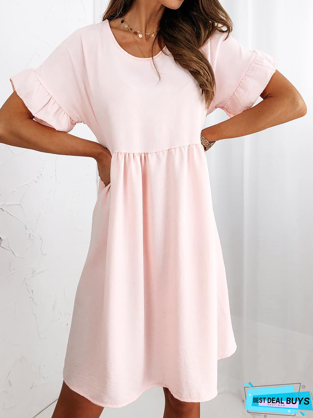 Casual Plain Short Sleeve Dress