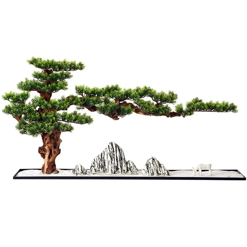Athvotar Welcome Pine Bonsai Artificial Green Plant, Potted Landscape, Home Porch, Living Room, Office Pines, Soft Decoration