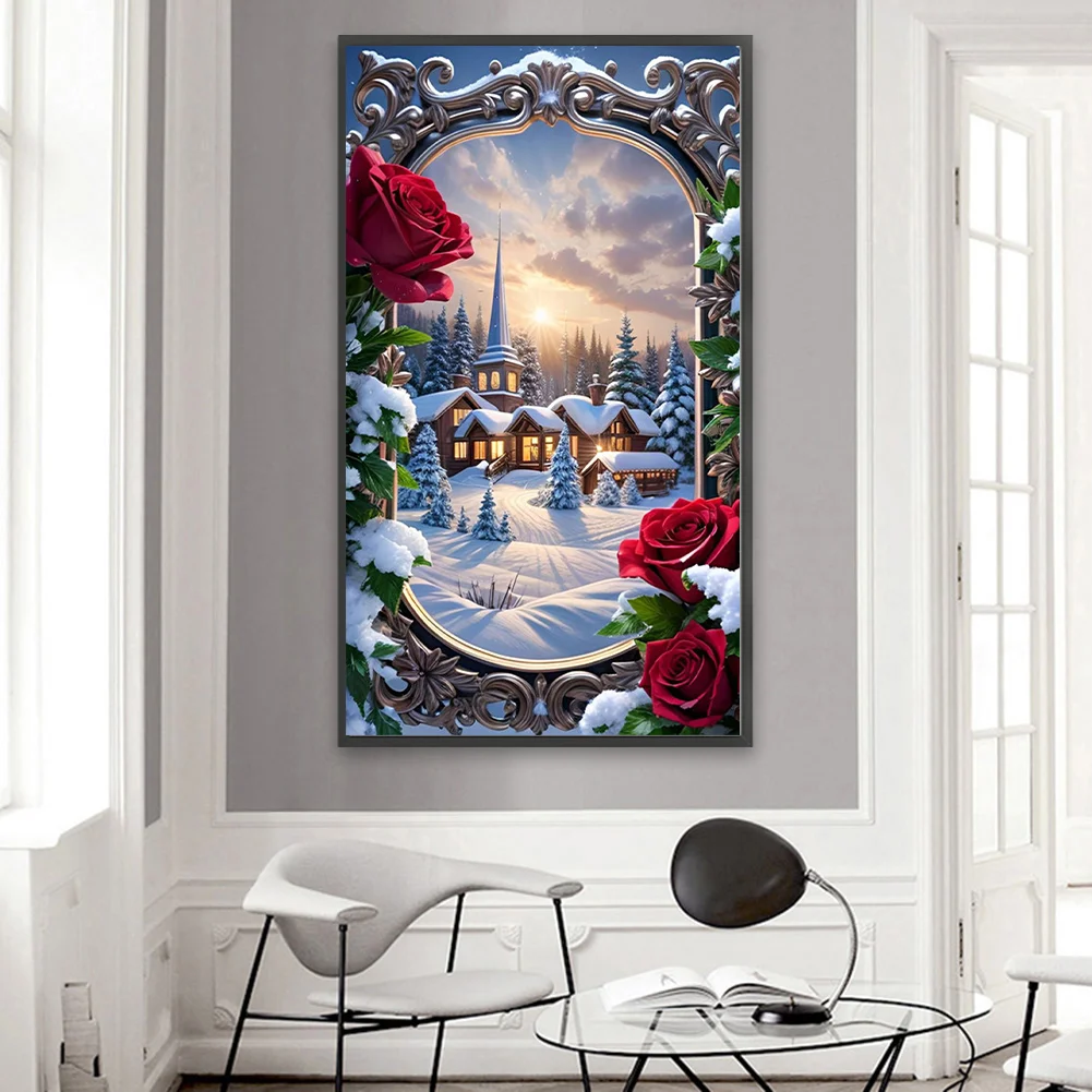 5D DIY Full Round Drill Partial AB Diamond Painting Picture Frame Garden 45x75cm