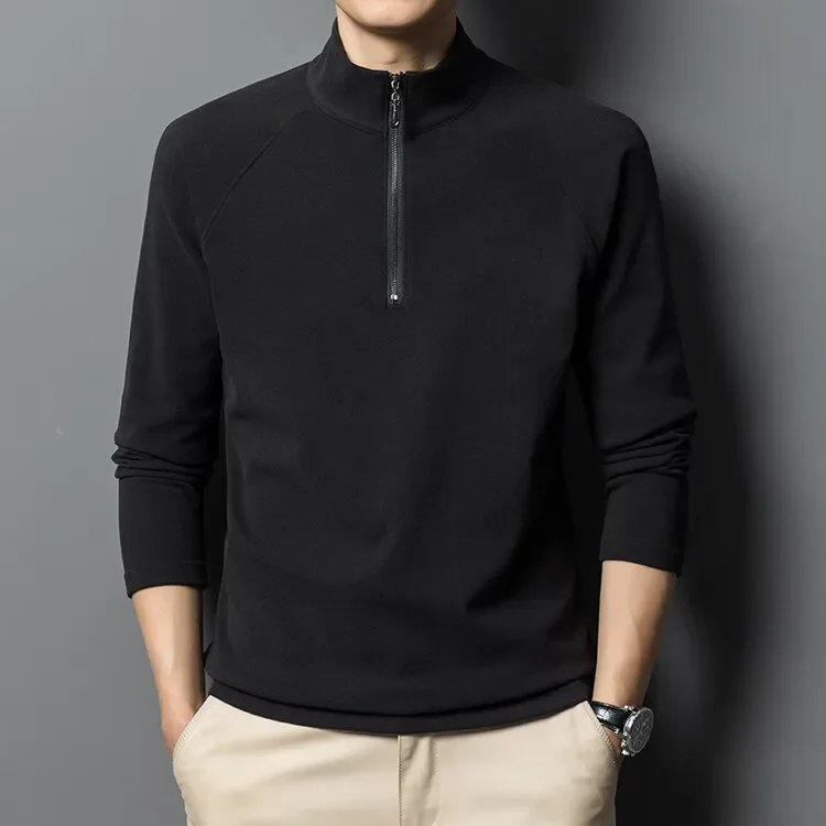 Dekziv 90S Fashion Men - Half Zipper Pullover Long Sleeve T-Shirt  