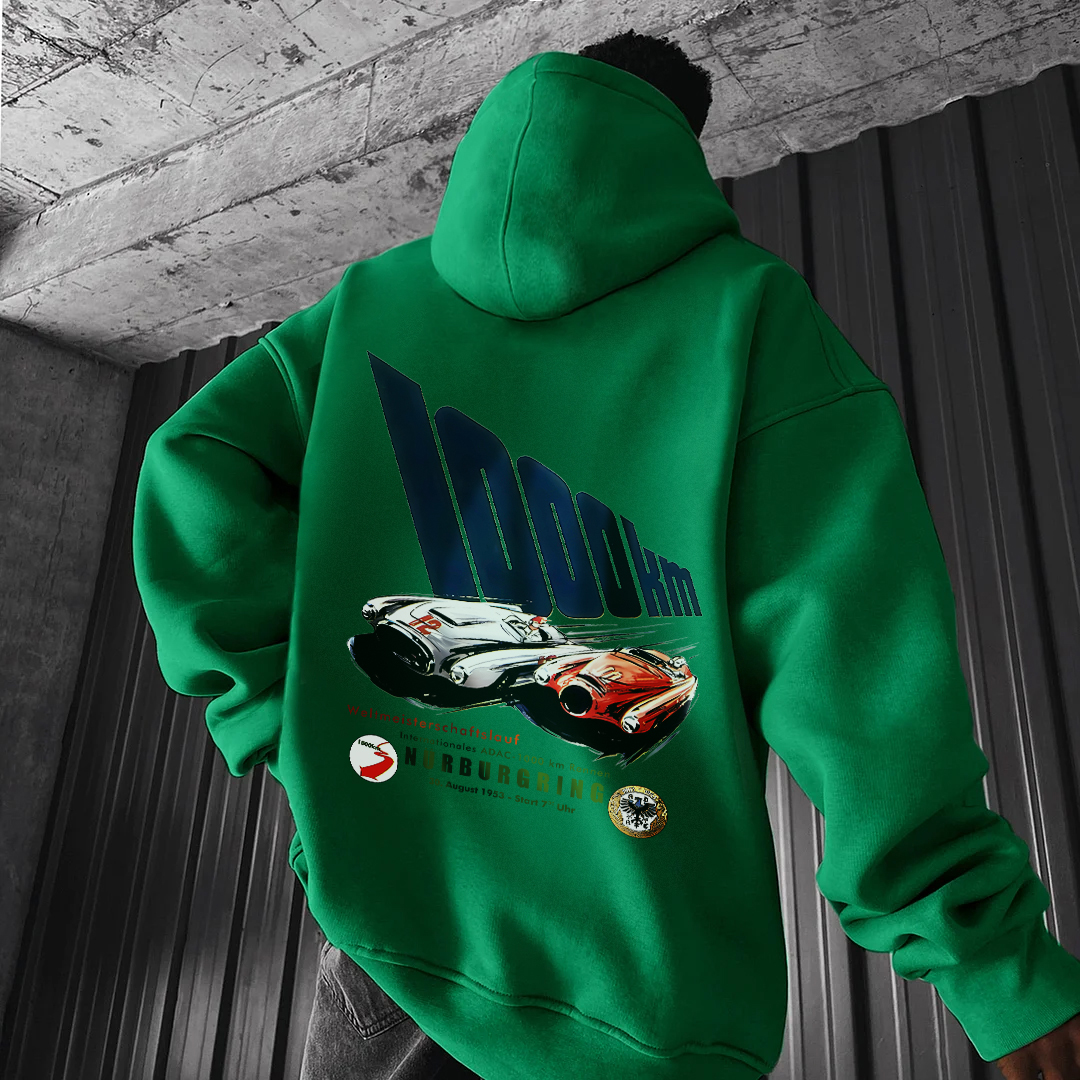 Oversized Sports Car Graphic Hoodie