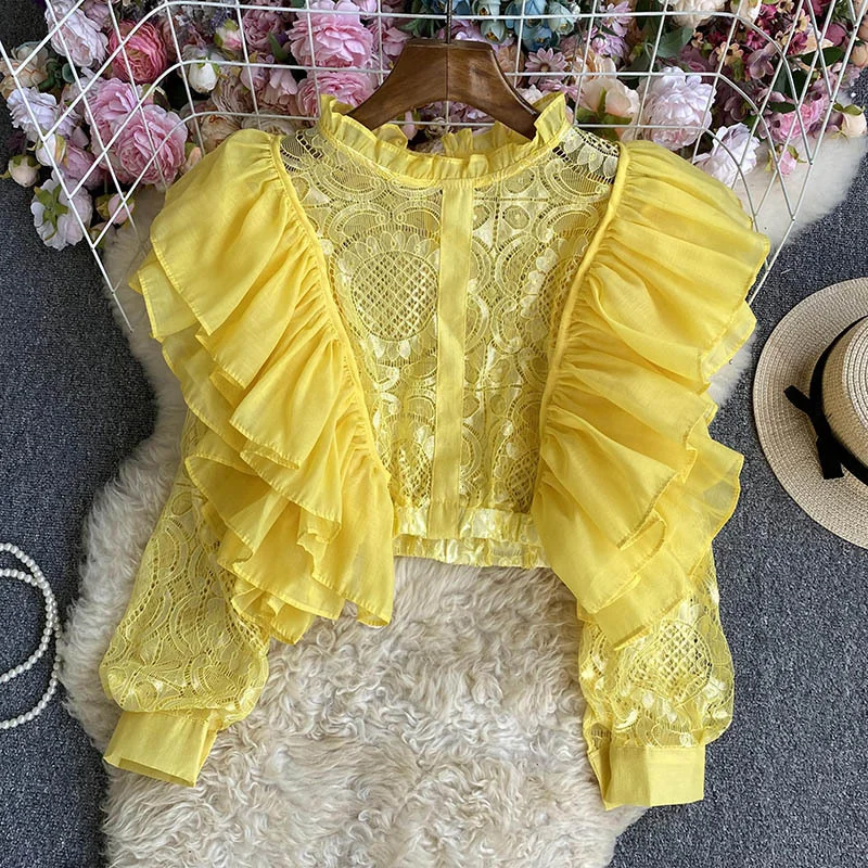 Ueong Lace Lace Long-Sleeved Shirt