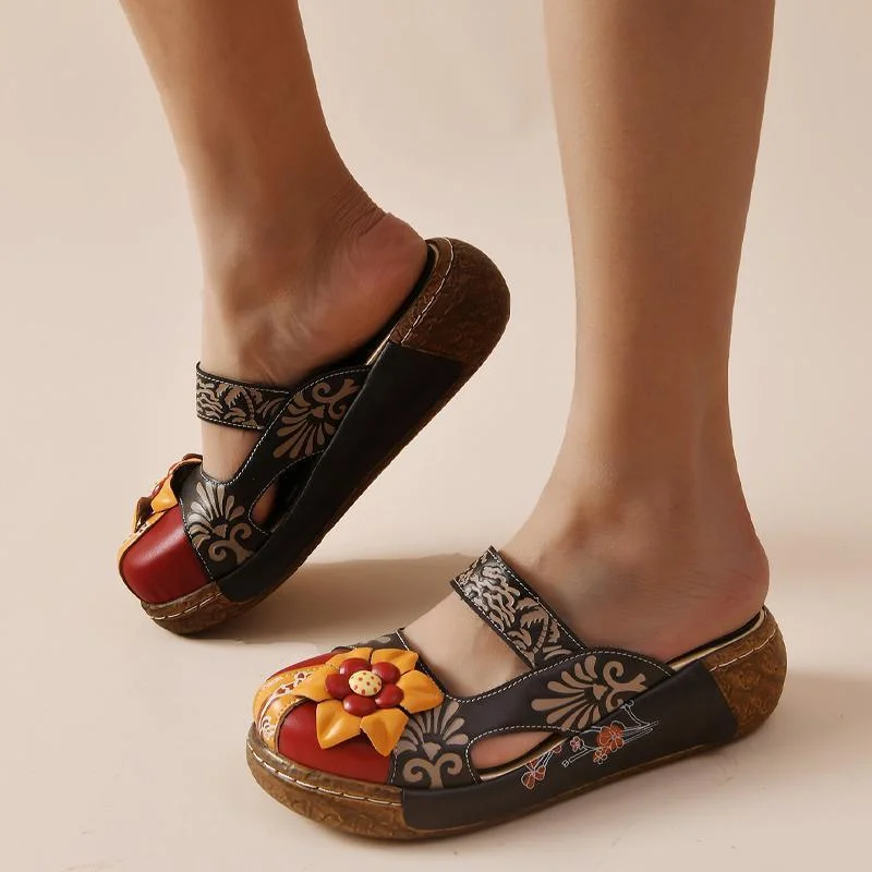 Women's Comfy Soft Daily Print Platform Heel Sandals