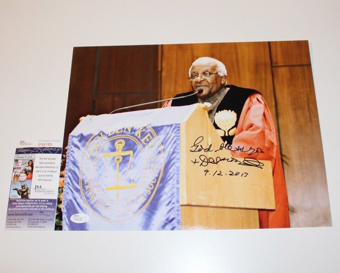 DESMOND TUTU ARCHBISHOP SOUTH AFRICA SIGNED 11X14 Photo Poster painting JSA COA NELSON MANDELA