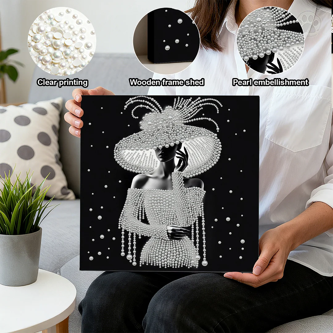 Elegant Lady - DIY Pearl Diamond Art Kit With Frame 30*30cm