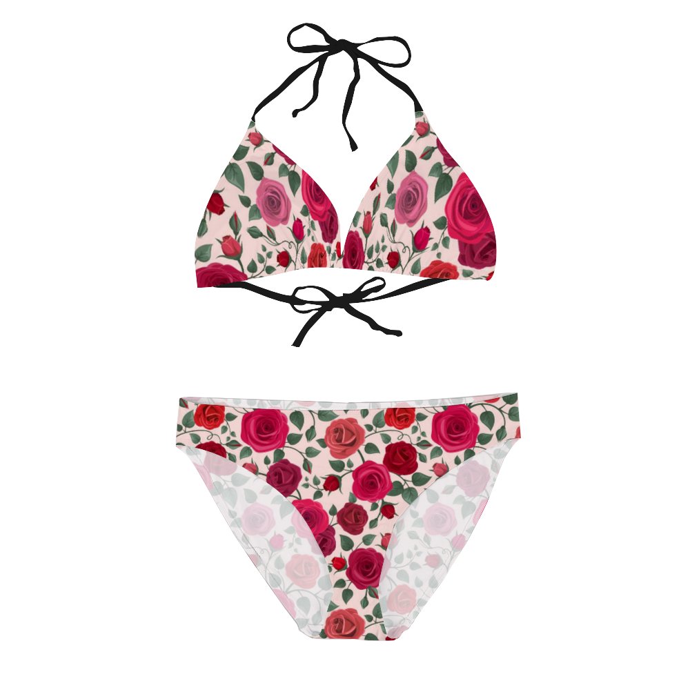 Rose Women's Halter Tie String Triangle Bikini Set