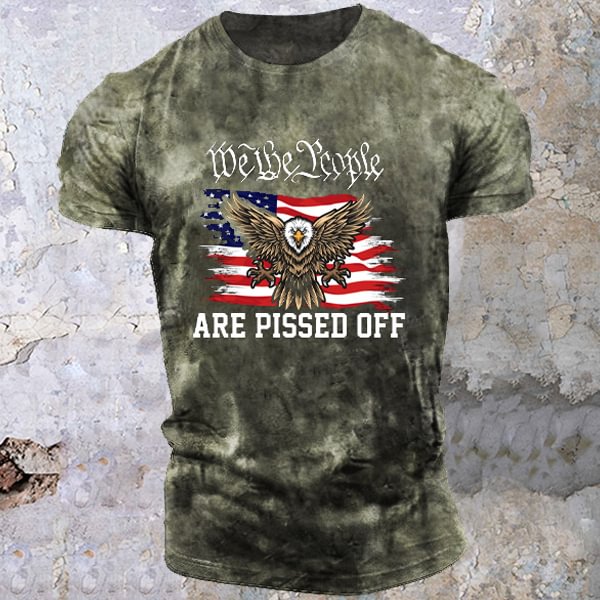 We The People Are Pissed Off American Flag Eagle Men's Vintage T-shirt-Compassnice®