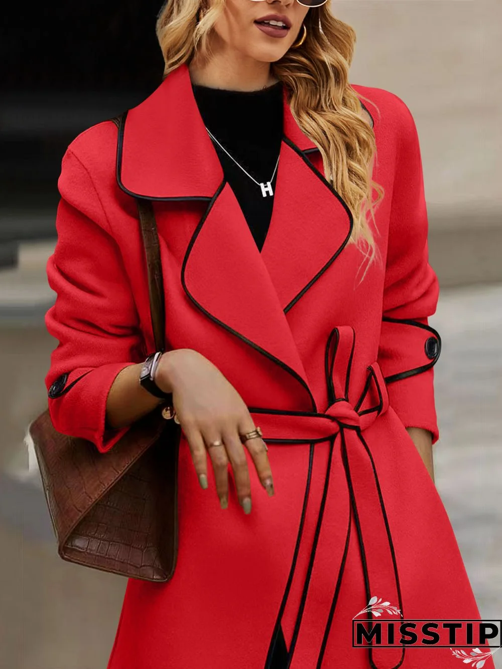 Winter Warm Woolen Blend Lapel Coat with Belt