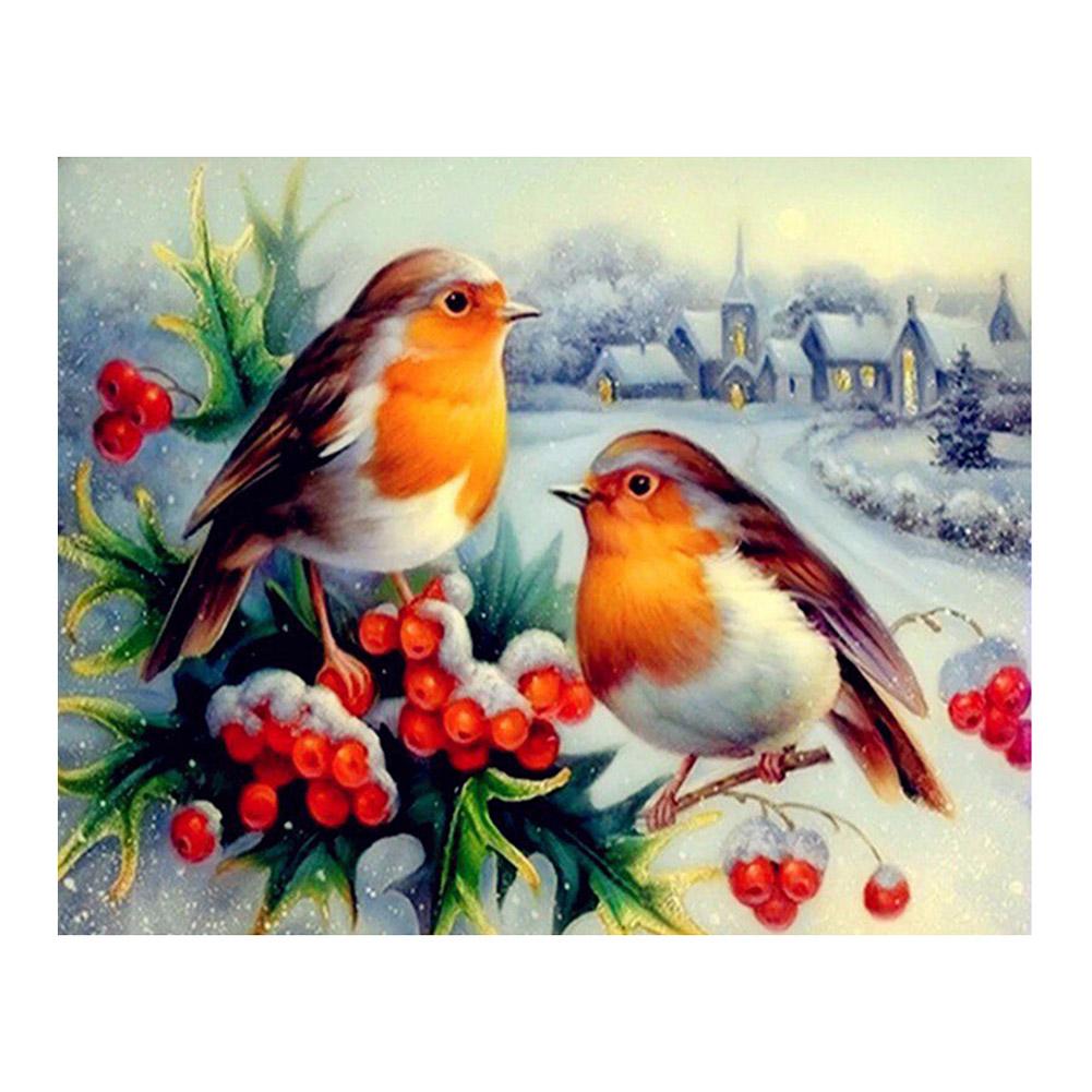 

30*40CM - Snow Birds - Round Drill Diamond Painting, 501 Original