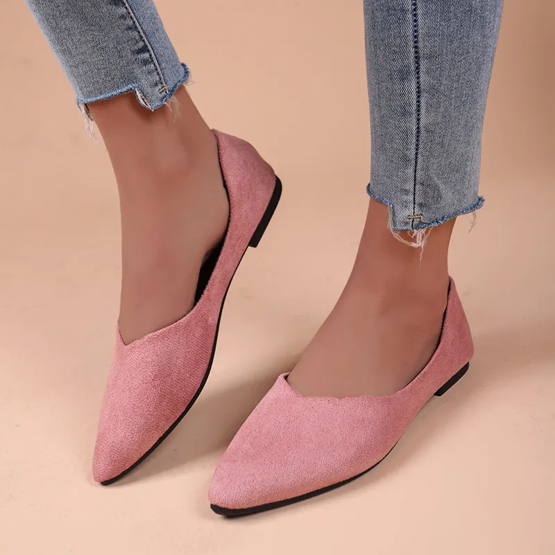 Breakj Breakj New Flat-Soled Single Shoes Women's Shoes Large-Size Bean Shoes Light-Mouthed Sharp Casual Light Single Shoes