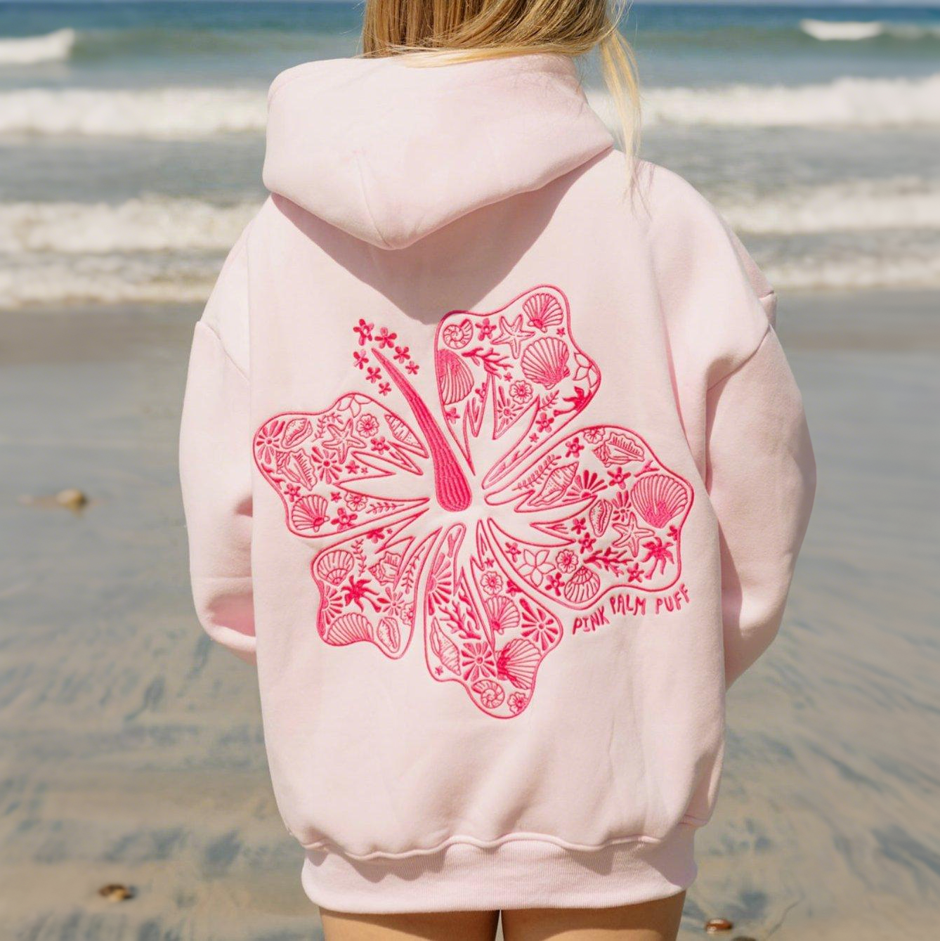 Women's Drop Sleeve Threaded Print Hoodie