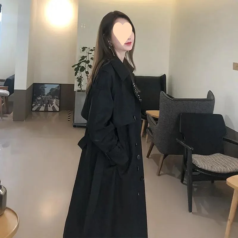 Woherb This Year Popular Windbreaker 2024 New Spring Dress Fall Feeling In The Long Coat Female Over The Knee Temperament Goddess Fan Ying Lun Wind-Outfit Ideas