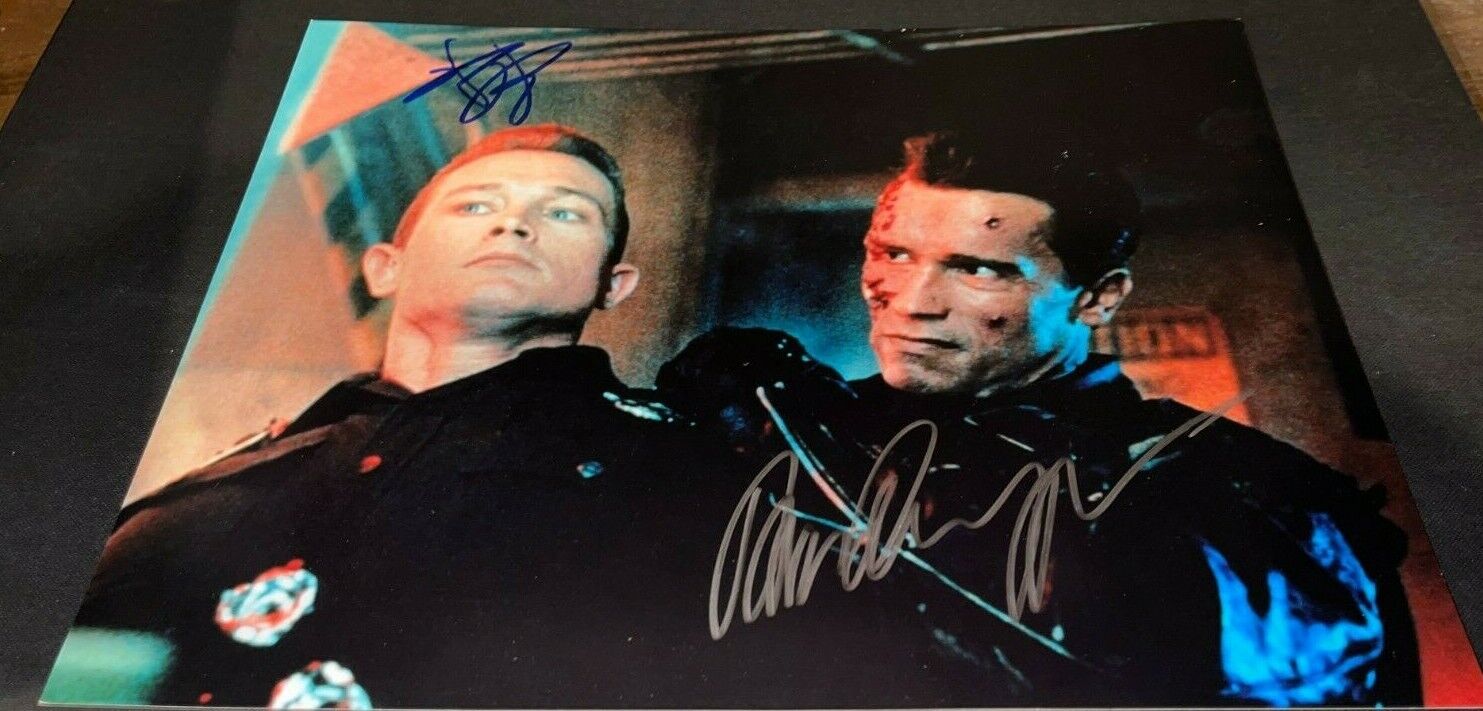 Arnold Schwarzenegger & Robert Patrick The Terminator Signed 11x14 Photo Poster painting COA