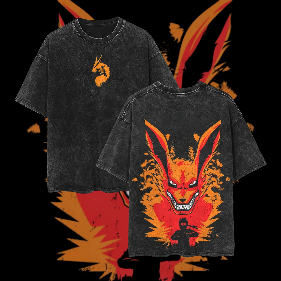 Naruto Anime Printed Oversize Washed T-Shirt
