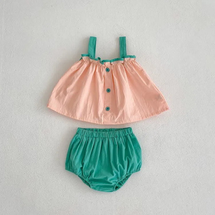 Baby Color Block Camisole and Bloomers Set