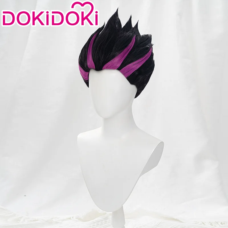 DokiDoki Game Genshin Impact Cosplay Yakshas Bosacius Fushe Wig Black Purple Hair Genshin Impact Marshal Vritras Cosplay Wig Men